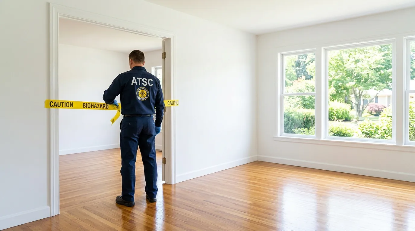 Certified biohazard cleanup crew performing Decomposition Cleanup in Baileys Crossroads